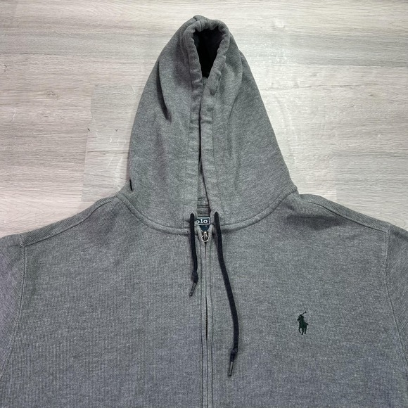 Polo Ralph Lauren Hoodie Mens XL Gray Full Zip Sweatshirt Pony Logo Pockets - Picture 5 of 12